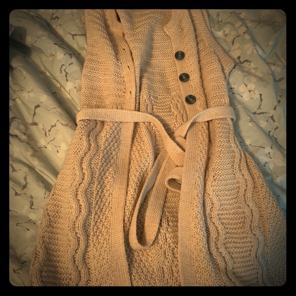 Saks Fifth Avenue long belted sweater vest